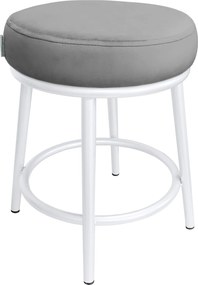 Taboret Ben tkanina Welur stelaż metalowy STOŁEK LOFT : Kolor Stelaża - Biały, Kolor tkaniny - VELVET - MG17, Typ tkaniny - Velvet