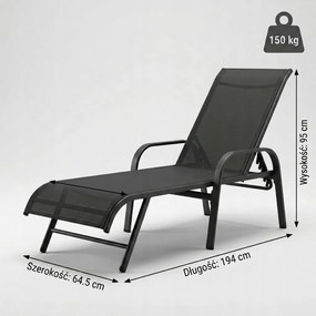 Leżak ogrodowy basenowy Summer regulowany, kolor czarny