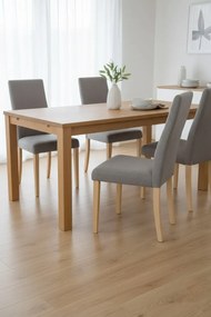 Krzesło tapicerowane nowoczesne beż + dąb sonoma E4-T68