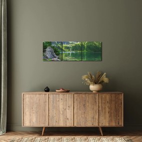 Obraz jeziora w Tatrach (z zegarem) (90x30 cm)