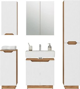 Zestaw mebli łazienkowych dąb/białe paski 59.8x32x62.1 lotta