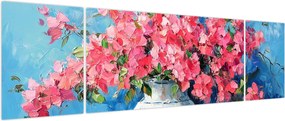 Obraz - Wazon z różowymi kwiatami (170x50 cm)