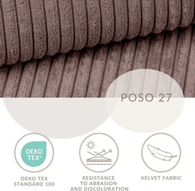 Fioletowy sztruksowy rozkładany/ze schowkiem narożnik (prawostronny/w kształcie litery L) Tonga – Maison de Rêve