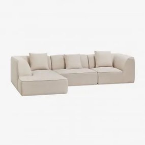 Sofa Modułowy Z Lewym Szezlongiem, 3-częściowy, Tapicerowany Cardea Szenila Kremowy Beż - Sklum
