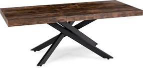 Zestaw Stół Prostokątny Rozkładany HAMPTON 160-240 cm Dąb Rustykalny/Czarny i 4 Krzesła Tapicerowane BRESSO Czarne Welurowe