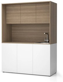 Kuchnia biurowa NIKA ze zlewem i kranem 1481 x 600 x 2000 mm, dąb naturalny, prawe