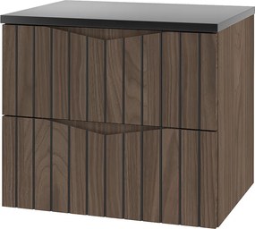 Zestaw Łazienkowy 60cm Szafka z Blatem Ryflowane Fronty Dąb Orzech Stella