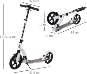 Homcom Hulajnoga Dziecięca z Amortyzacją Regulacja Wysokości Biała Aluminiowa | Aosom PL