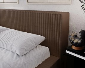 Emporius Buffy łóżko tapicerowane 200x200 - nowoczesne łóżko z pojemnikiem i stelażem, sztruks, brązowy (Vito 45)