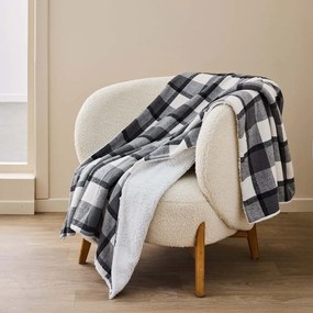 Szary koc z materiału sherpa 125x150 cm Ecossais – douceur d'intérieur