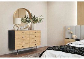 Czarno-naturalna niska komoda w dekorze dębu 130x87 cm Jugend – Woodman