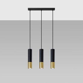 Lampy wiszące nowoczesny Zarpex, stal - 3 źródło światła 4000K - L.45 x H.90 cm - czarny/złoty