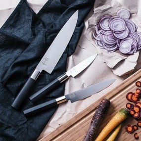 Kai Zestaw 3 noży Wasabi Black – uniwersalny mały, uniwersalny duży i nóż szefa duży