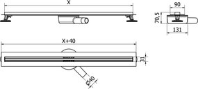 Mexen Flat 360° Slim odpływ liniowy obrotowy 60 cm, miedź szczotkowana - 1C41060