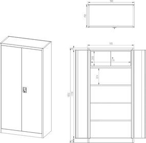Dwudrzwiowa szafa aktowa z sejfem Eco Design Tomasz, 90x45x185 cm, biały/dąb sonoma