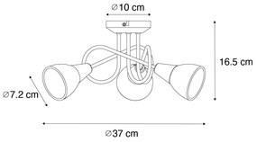 Klasyczna lampa sufitowa złota z opalowym szkłem 3-punktowa - Inez klasyczny/Antyczny Oswietlenie wewnetrzne