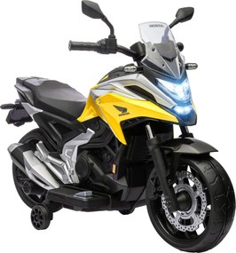 AIYAPLAY Elektryczny motocykl dziecięcy Honda, 3 km/h, muzyka i światła, 3-6 lat, do 30 kg, Żółty