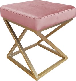 Pufa ZOA tkanina Welur loft ławka podnóżek metal : Kolor Stelaża - Złoty, Kolor tkaniny - VELVET - MG58, Typ tkaniny - Velvet