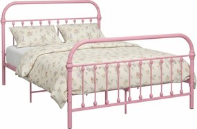 Różowe metalowe łóżko loftowe 120x200 cm F8-P67