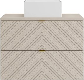 Szafka łazienkowa wisząca z kwadratową umywalką nablatową – beż – 80 cm – DORIONI