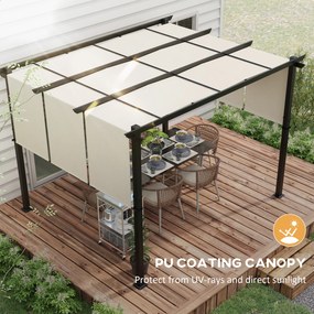 Outsunny Markiza przeciwsłoneczna, pergola, odporna na warunki atmosferyczne, w zestawie materiały montażowe, 3 x 3,5 m, beżowy | Aosom PL