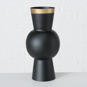 Wazon czarny VARNJO ze złotym zdobieniem, 30 cm