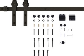 HOMCOM Zestaw szyn przesuwnych do drzwi, max. 100 kg, Metal, Czarny, 200 cm
