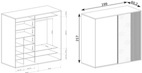 Szafa przesuwna z lamelami 199 cm - Rovel 14X