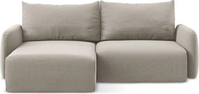 Szarobrązowy aksamitny rozkładany/ze schowkiem narożnik (lewostronny/z szezlongiem) Kalena – Makamii