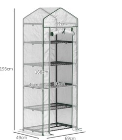 Outsunny Mini-szklarnia na kwiaty lub warzywa, stal, plastik, 69 dł. x 49 szer. x 193 wys. cm, Biała