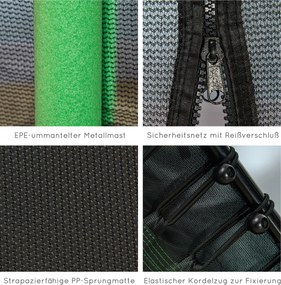 HOMCOM Trampolina Dziecięca, Ø163,5 cm, z Siatką Ochronną, Wyściełana, Stal, Udźwig do 50 kg