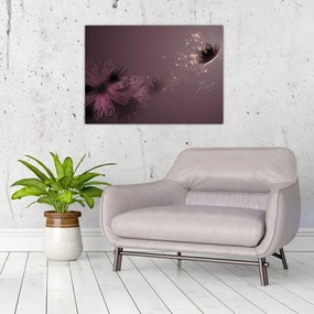 Obraz na szkle kwiatu z motylem (70x50 cm)
