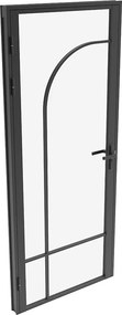 Drzwi odwracalne w stylu witryny aluminiowej z hartowanym szkłem - W204 x S73 cm - Czarne - CLOSIDA