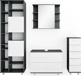 Zestaw mebli łazienkowych biały/antracyt 80.2x33x60.8 ilias
