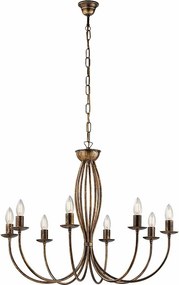 Botte - Brązowy lakierowany żyrandol z żelaza z dekoracją w kolorze starego złota, 8 świateł, 120 cm - Ø74 cm - BL147-8-BR