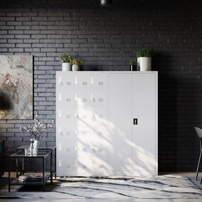 Skrytkowa szafa socjalna KAROL, 900 x 1850 x 400 mm, szara