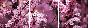 Obraz - Różowa sakura (z zegarem) (90x30 cm)