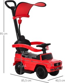 HOMCOM Jeździk z rączką Mercedes-Benz G350 3-w-1 pojazd pchany dla dzieci 18-36 miesięcy, czerwony | Aosom PL