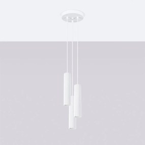 Lampa wisząca KARBON 3P biała ryflowana SOLLUX  LIGHTING