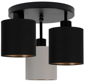 Lampa sufitowa czarna trzypunktowa z szaro-czarnymi abażurami C-3030SC