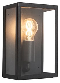 Zewnetrzna Industrialna lampa ścienna zewnętrzna czarna ze szkłem 25,5 cm IP44 - Rotterdam Rustykalny / Vintage Oswietlenie zewnetrzne