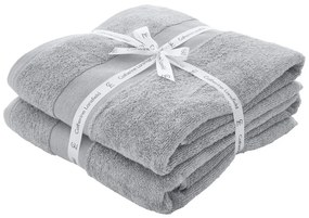 Jasnoszare bawełniane ręczniki kąpielowe frotte zestaw 2 szt. 90x140 cm Anti-Bacterial – Catherine Lansfield