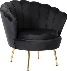 Fotel Wypoczynkowy do Salonu ANGEL Muszelka Czarny Welurowy Nowoczesny