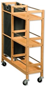 Kesper 24857 Regał na kółkach z koszem na butelki,bambus, 78 x 20 x 68 cm