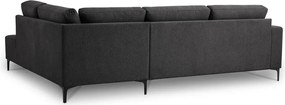 Antracytowy narożnik z tkaniny szenilowej (prawostronny/w kształcie litery L) Fabian – Scandic