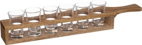 Taca do serwowania drinków, drewniana, 6 kieliszków