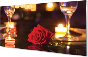 Panel nad Blat Kuchenny Róża, Świece i Kieliszki