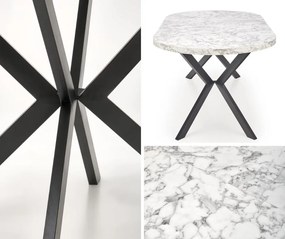 Okrągły rozkładany stół do jadalni Peroni biały marmur / czarny