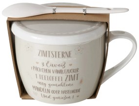 Porcelanowy kubek z pokrywką i łyżeczką, BAKERY, 600 ml