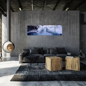 Obraz wodospadu zimą (170x50 cm)